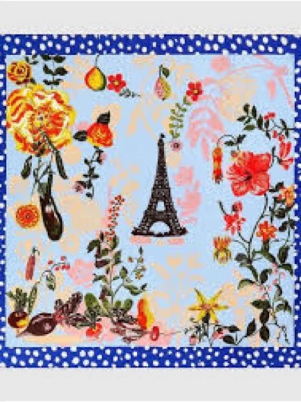 Nathalie Leté Silk Scarf - Paris Jardin (Blue not Peach)